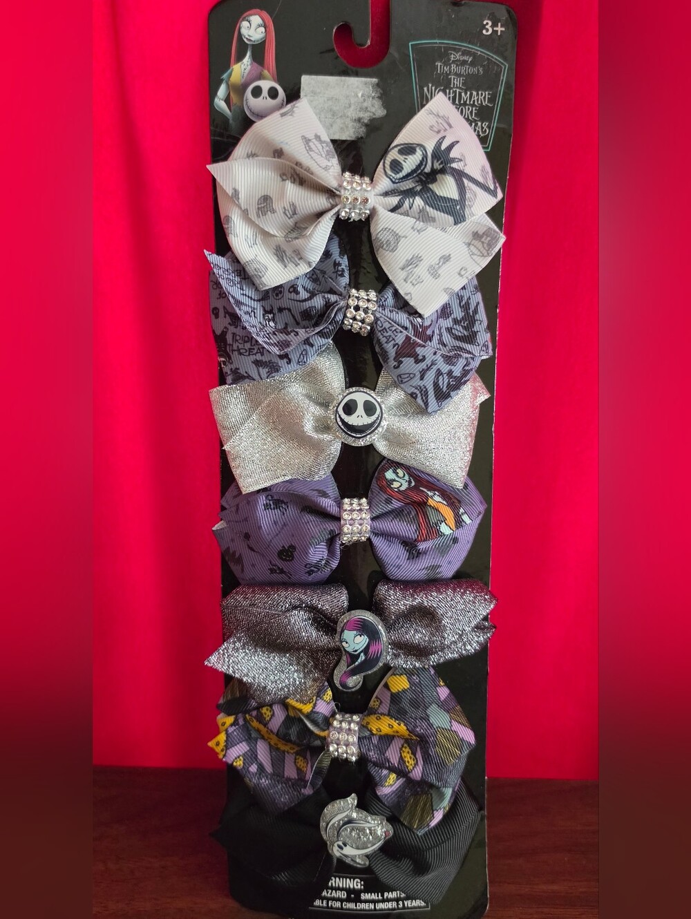 Nightmare Before Christmas Disney Hair Bow Set Purple & Silver NMBC Hair Bows